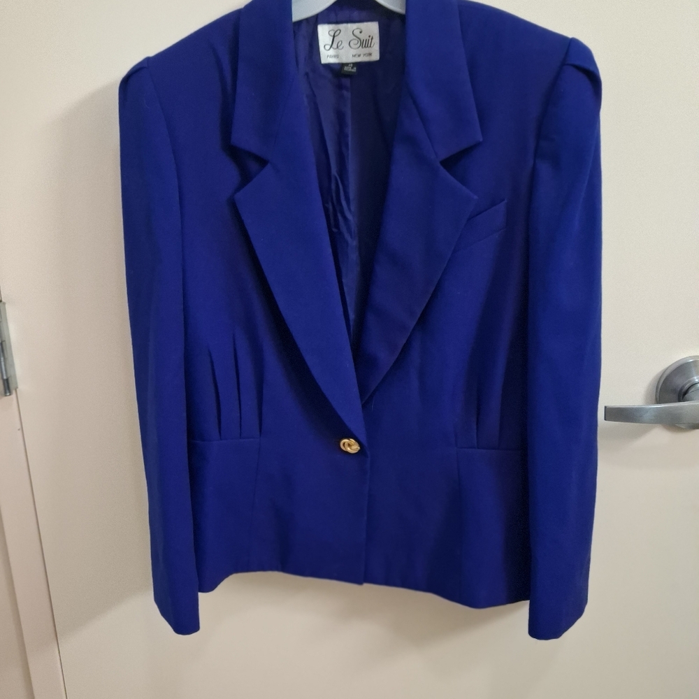 Le Suit Paris Of New York Royal Blue Womens Blazer 14 - Picture 8 of 9